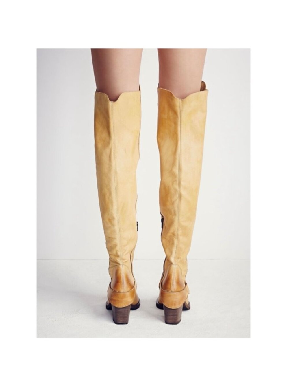 Free People Auburn Over The Knee Boot Boho Tall EU 37 US 6 Mustard - Picture 5 of 14
